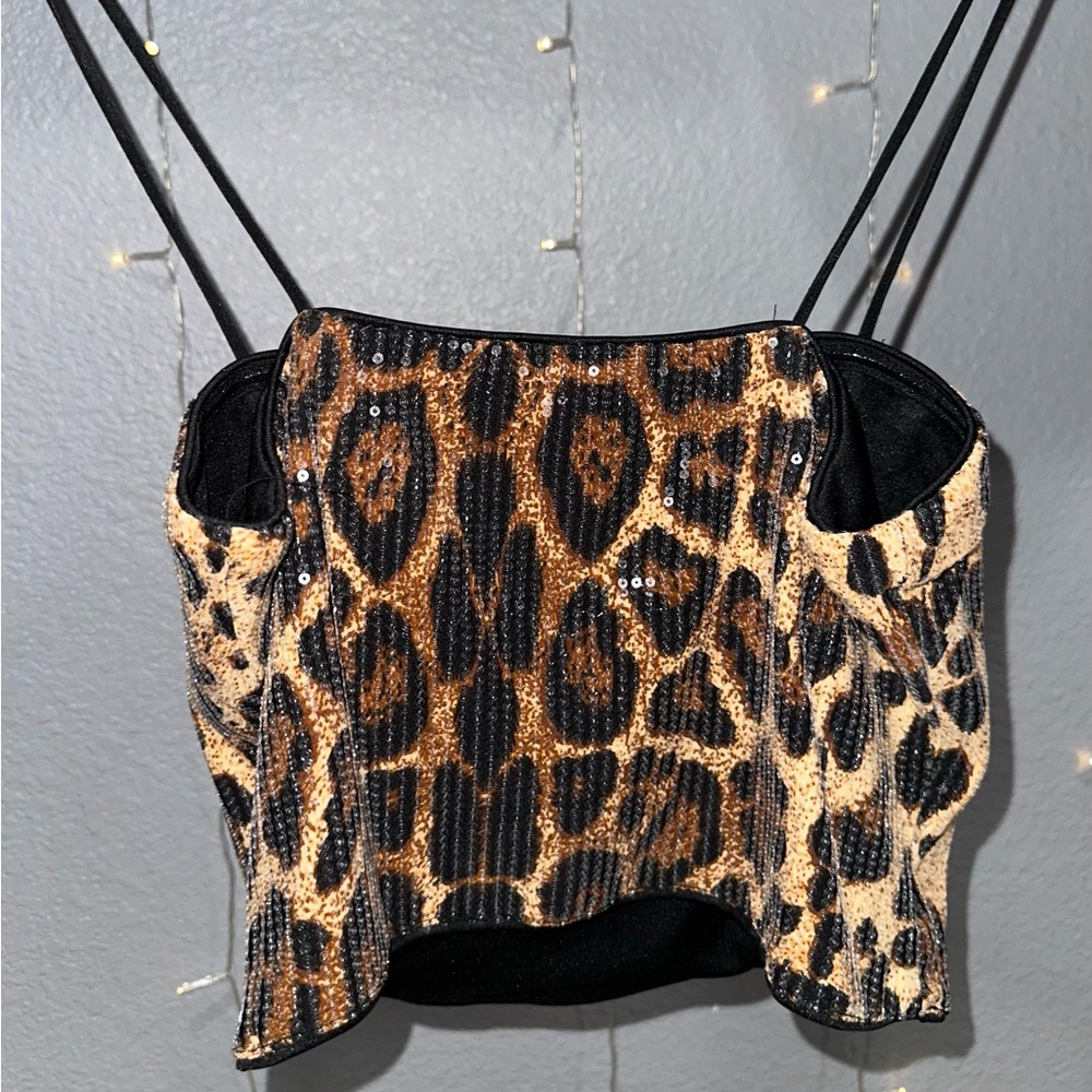 Leopard Print Sequin Top